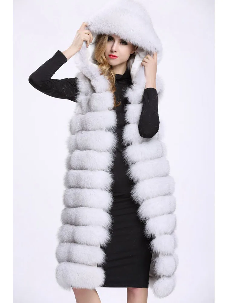 ZADORIN New Luxury Thick Warm Long Faux Fur Vest Sleeveless Winter Jacket Women Furry Hooded Faux Fur Coats veste longue femme