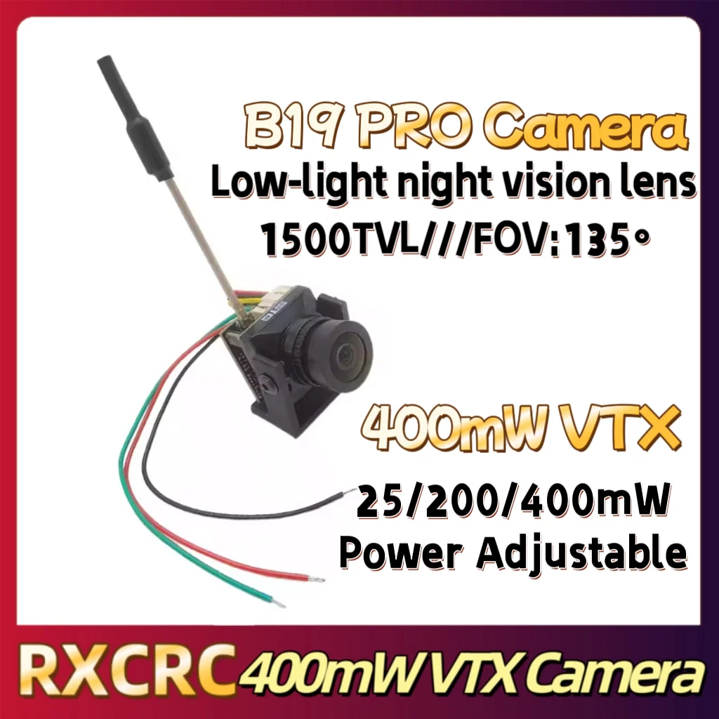 RXC 5.8G transmitter all-in-one machine 400mW VTX And B19 PRO night vision Camera 1500TVL 135°FOV for FPV drone with fixed wings