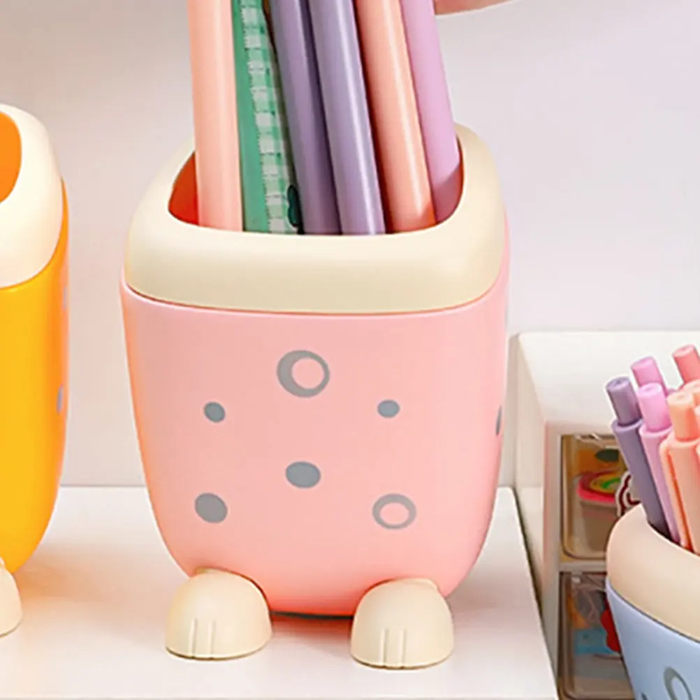 Modern Cartoon Pen Holder Exquisite Workmanship Plastic Desk Organizer for Students Office Workers Decorative Pencil Cup