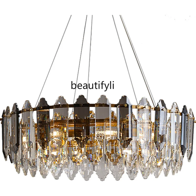 

LBX Post-Modern Minimalist Crystal Lamp Living Room Chandelier Dining Room Bedroom Lighting High-End Atmospheric Lamps