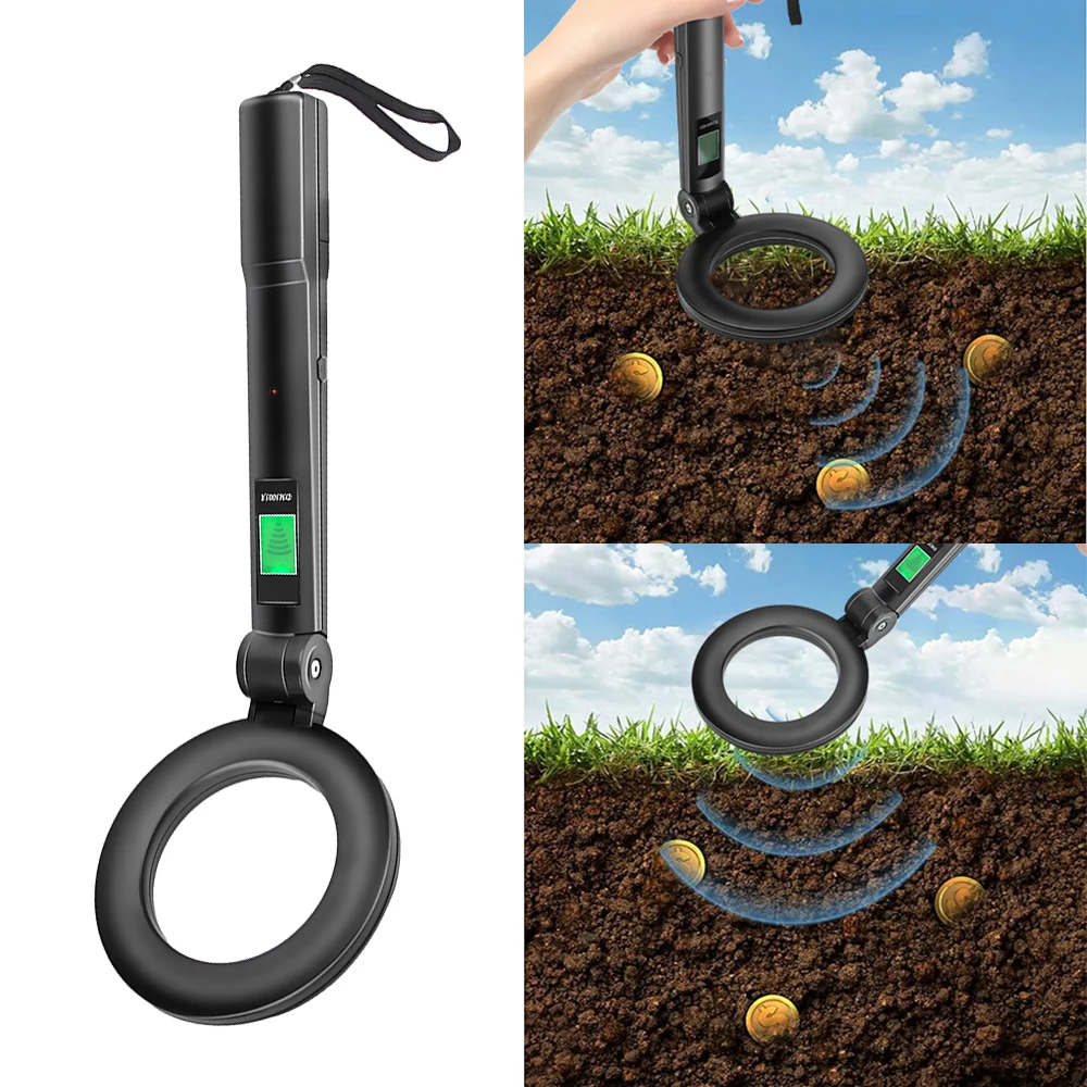 

New Handheld Metal Detector Three Modes With LED Display High Sensitivity Scanning Pinpointer Foldable Detection Instrument