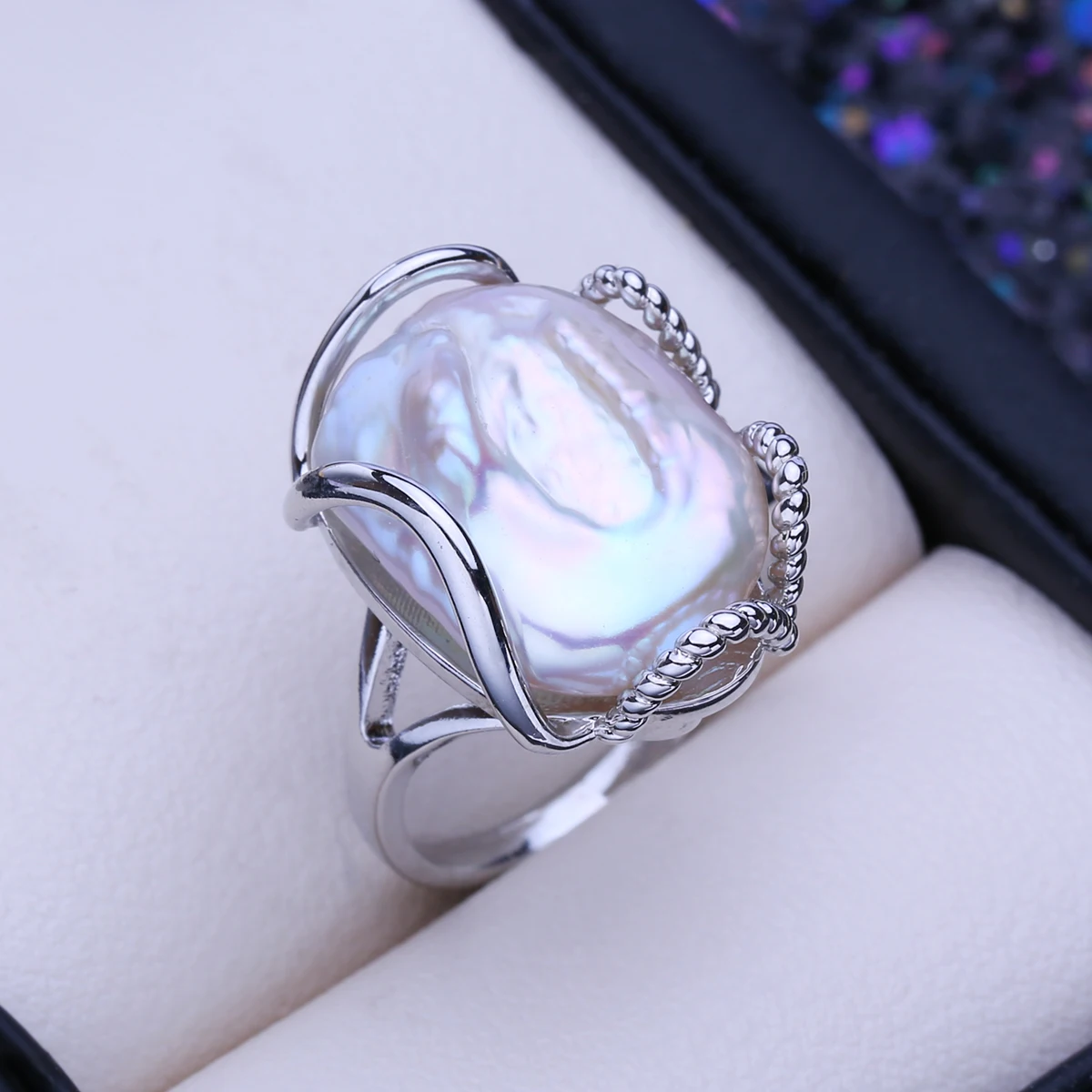 FENASY Natural Freshwater 12-16mm Big Baroque Pearl Jewelry Sets Silver Color Fashion Party Pendant Necklaces Drop Earrings Ring view 5