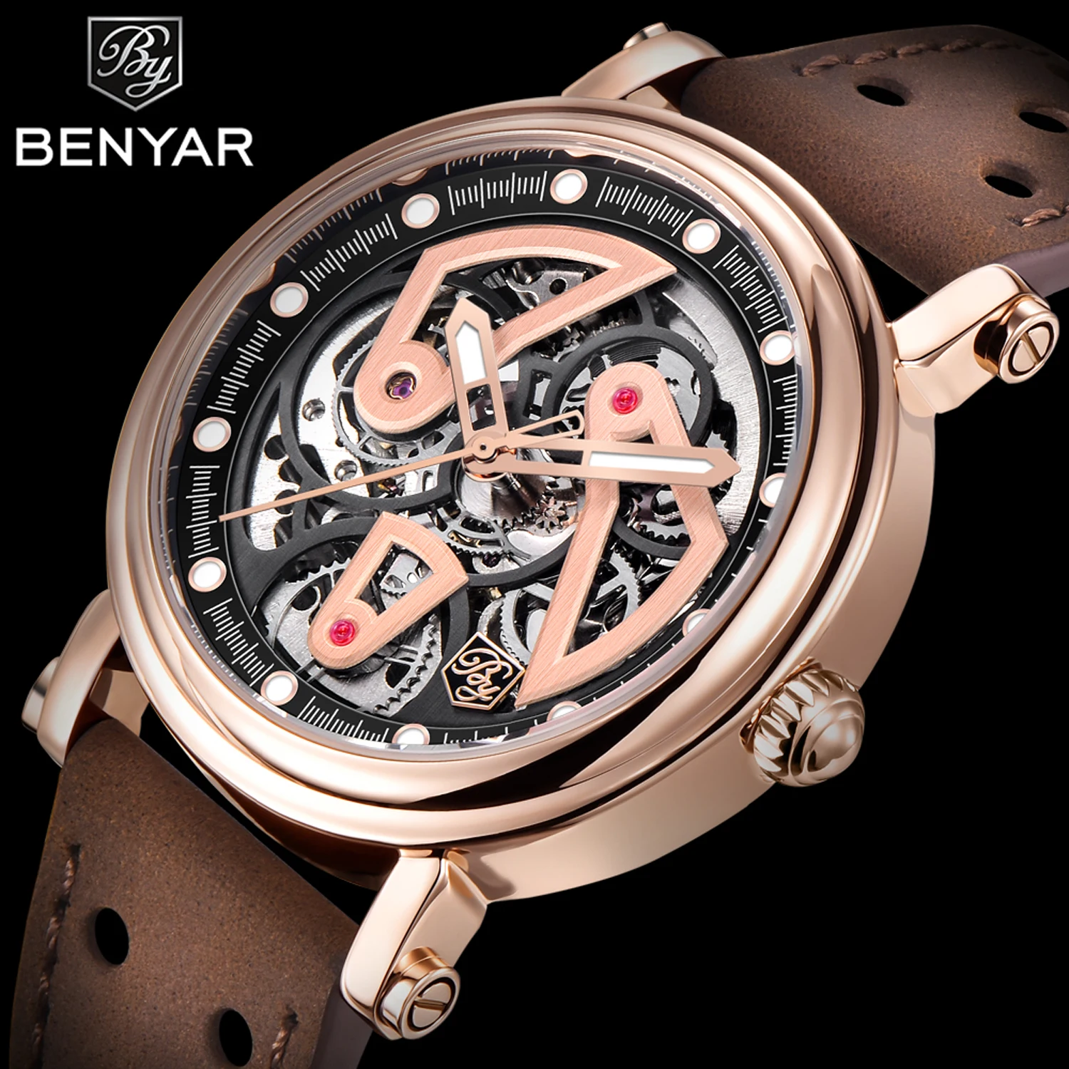 BENYAR Men\'s Top Brand Watches Luxury Automatic Watch For Men Hollow Mechanical Wrist Watch Waterproof Sports Clock Reloj Hombre