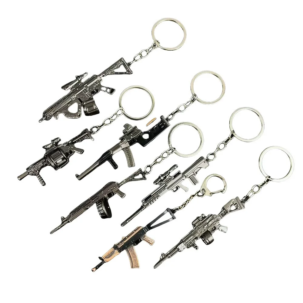 Areha Breakbut Mini Gun Model Keychain AEK PK16 T88 Sniper VSS Shooter Rifle Alloy Keyring Backpack Pendant Fans Gifts