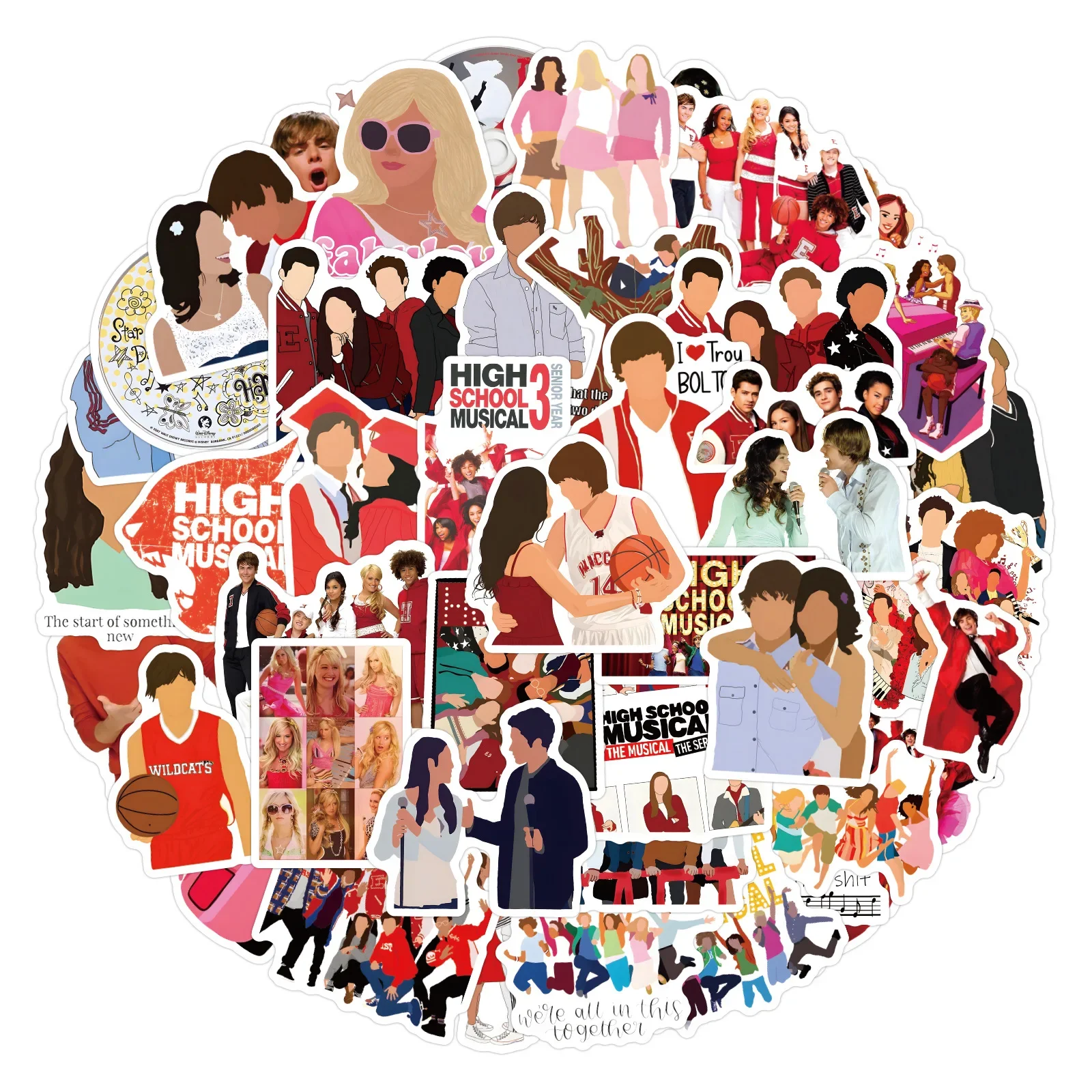 55 قطعة ملصقات موسيقية للمدرسة الثانوية مضحك الفيلم الشارات سجل القصاصات الأمتعة المحمول الغيتار الدراجة سكيت الكرتون ملصق لعبة #2