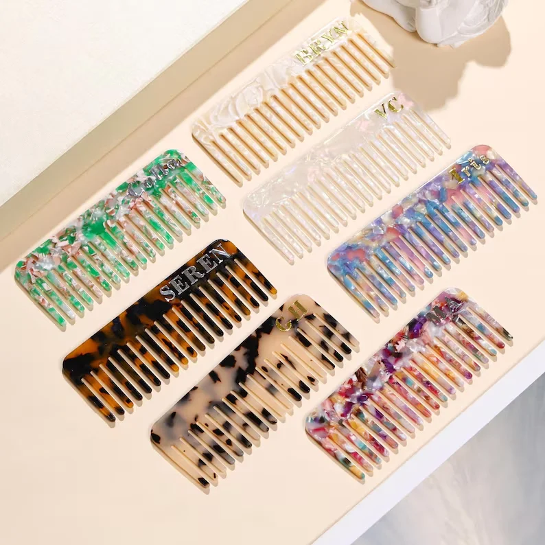 

Изготовленная на заказ янтарная расческа для волос, индивидуальная расческа для волос из ацетата, мраморная расческа для волос, свадебный подарок подружке невесты, портативная карманная расческа для волос