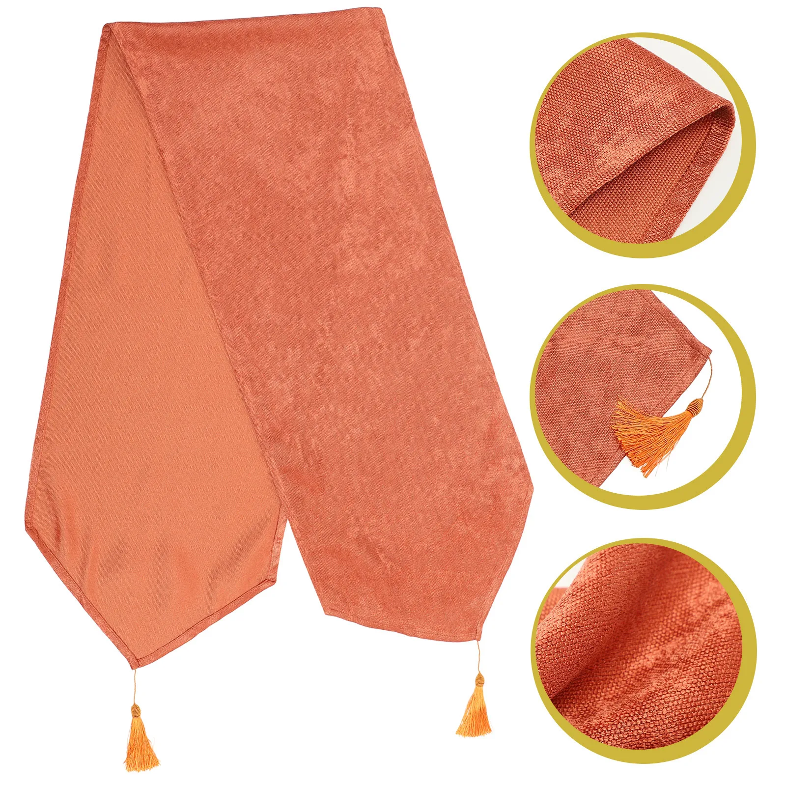 

Long Wide Table Runner Cotton Linen Material Vintage Style Tassel Ends for Banquet Buffet Holiday Party Decoration Simple