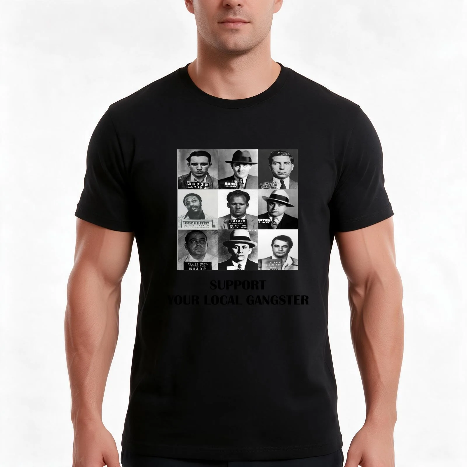 Gangsters notorious local mafia Padrino Capone Policel T-Shirt, Summer Casual Cotton Tee, Oversized Streetwear Tops, 100% Cotton