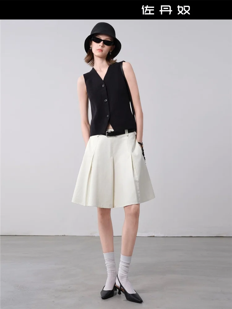 

Giordano A-Line SkirtWomen's Cotton Emed BeltedSummer New Sle High Waisted ortsSkirt