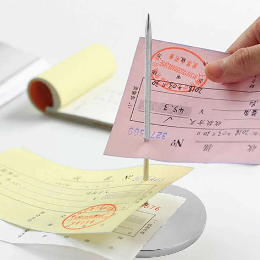 

1pc Stainless Steel Receipt Holder Desktop Menu Spike For Office Bill Storage Memo Stand Paper Organizer Metal Check