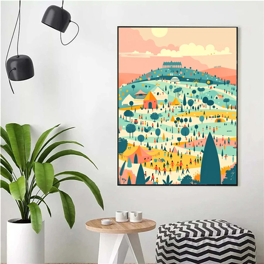 

Абстрактная 5D-мозаика из страз (1 шт.) в форме квадрата, с изображением праздничной сцены, для вышивания, в стиле абстрактного искусства, рождественский подарок, декор для дома на праздники