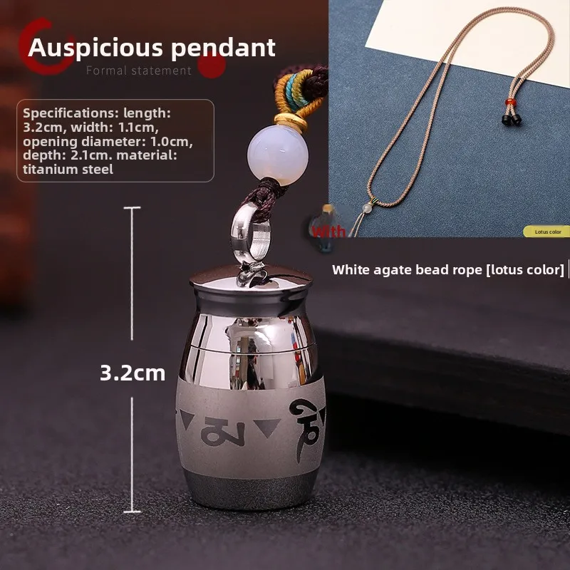 Chinese Style Six True Words Openable Hollow Lucky Blessing Pendant Necklace Stainless Steel Mini Pill Box Good Luck Fortune Amu - view 6