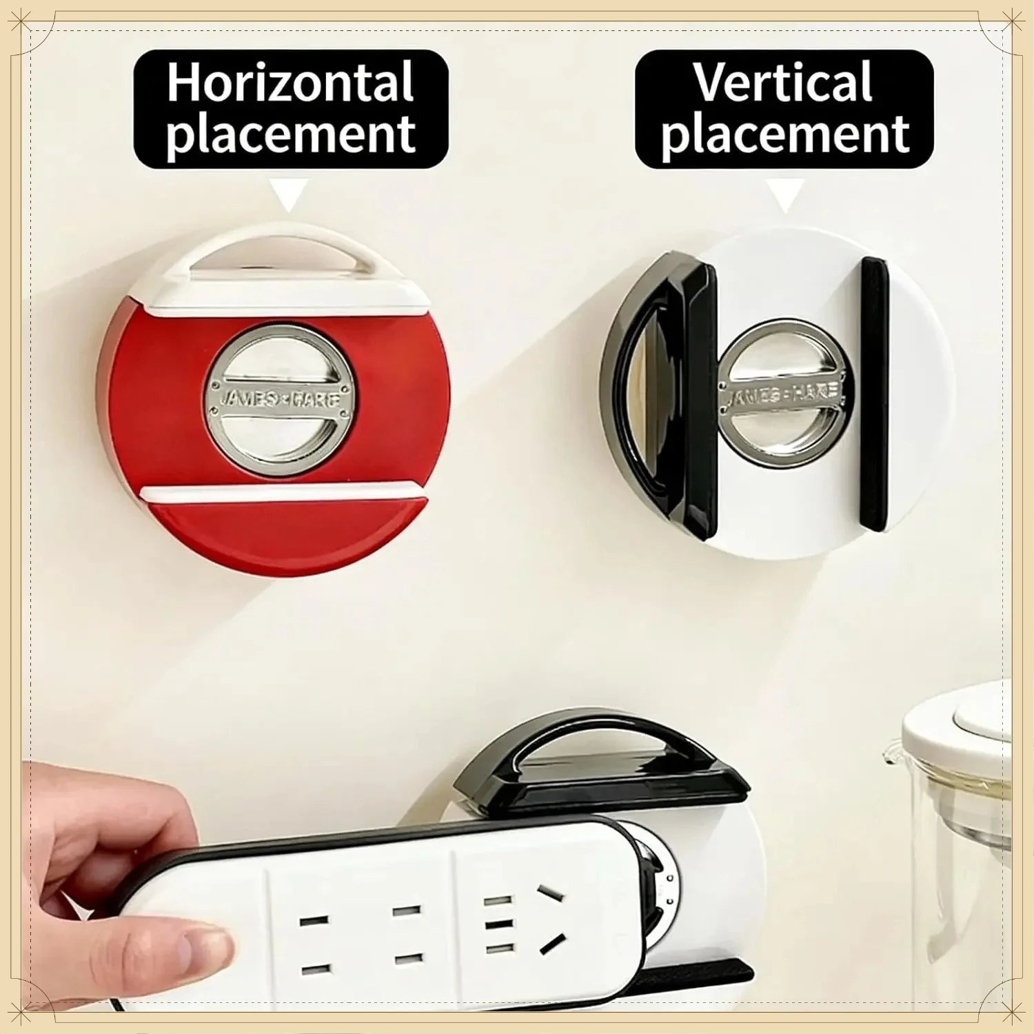 SuctionCup Rotational Power Strip Mount Socket Organizer Holder Punch Free Cable Management Rack For Home Office Kitchen Bedroom