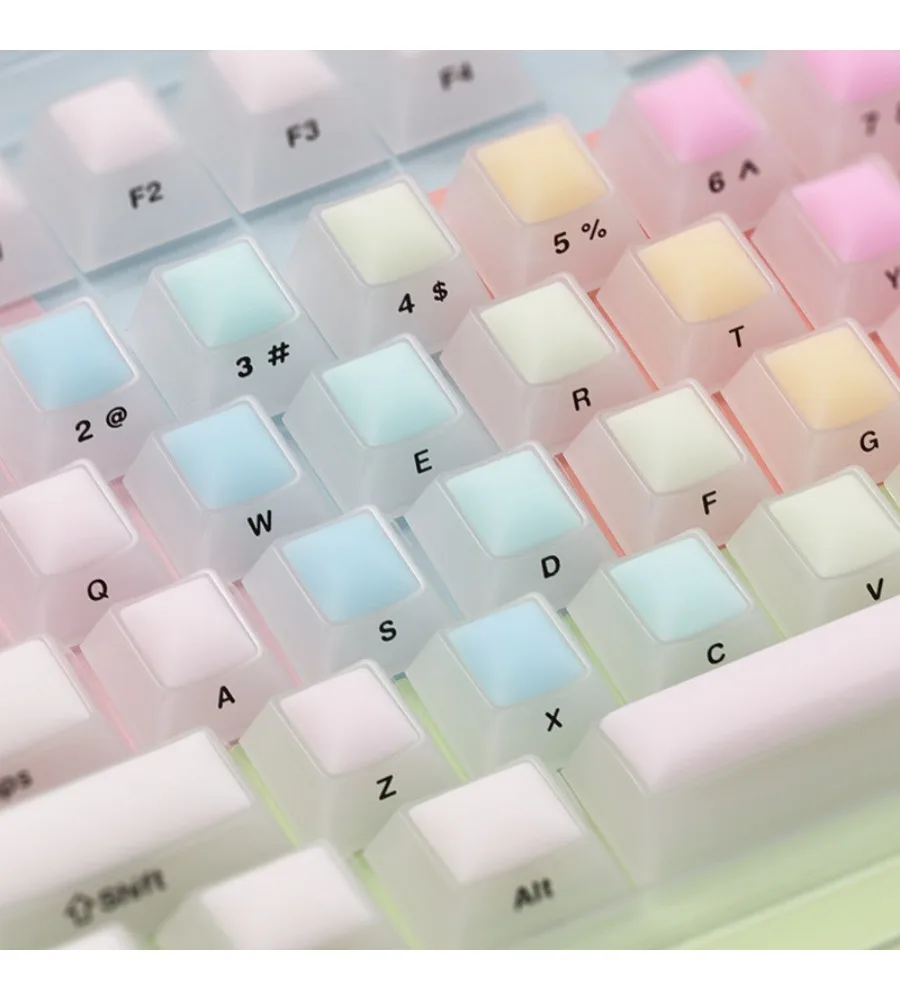 Keycap PC Material Side Engraved Mist Transparent Silicone Original Height Water Cube Rainbow Gummies Mechanical Keyboard