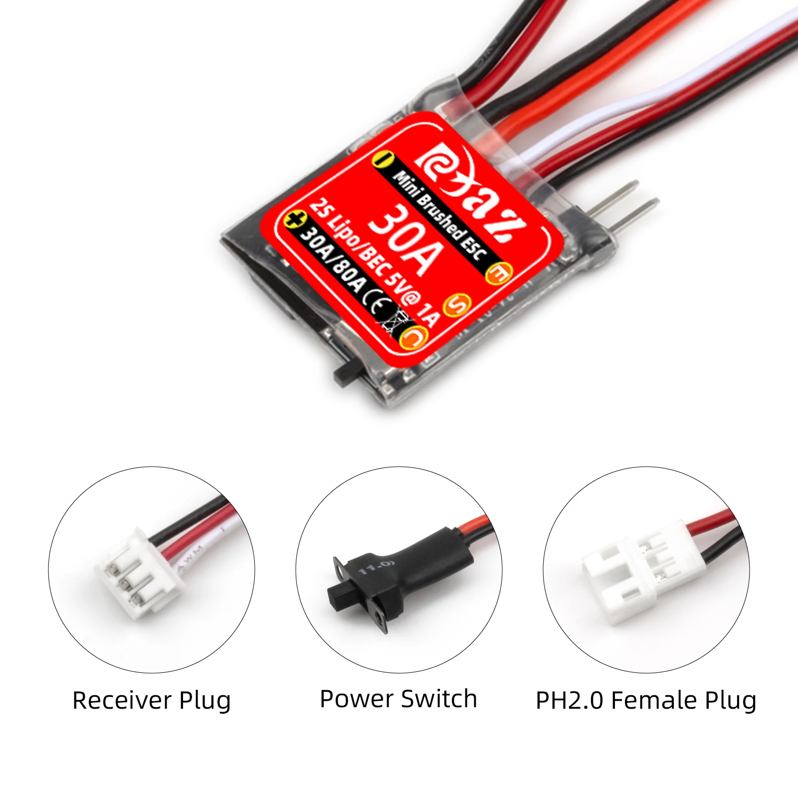 RCXAZ RC ESC Mini 30A gebürstete ESC-Kombination mit 030 050 Bürstenmotor für 1/18 1/24RC Hill Climber Axial SCX24 FCx24 Upgrade-Teile – Detail 8