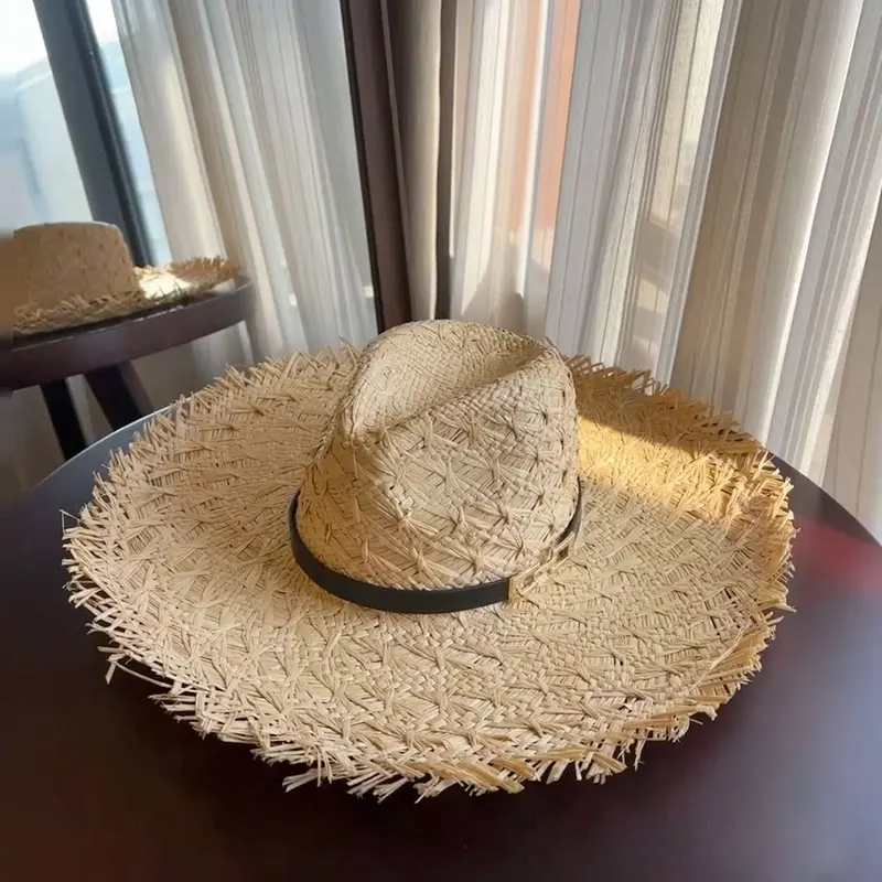 Fashion Raffia Wide Brim Straw Jazz Hats For Women Men Cap New Summer Beach Casual Fedora Hat Jazz Elegant Sunhat Chapeau Enfant