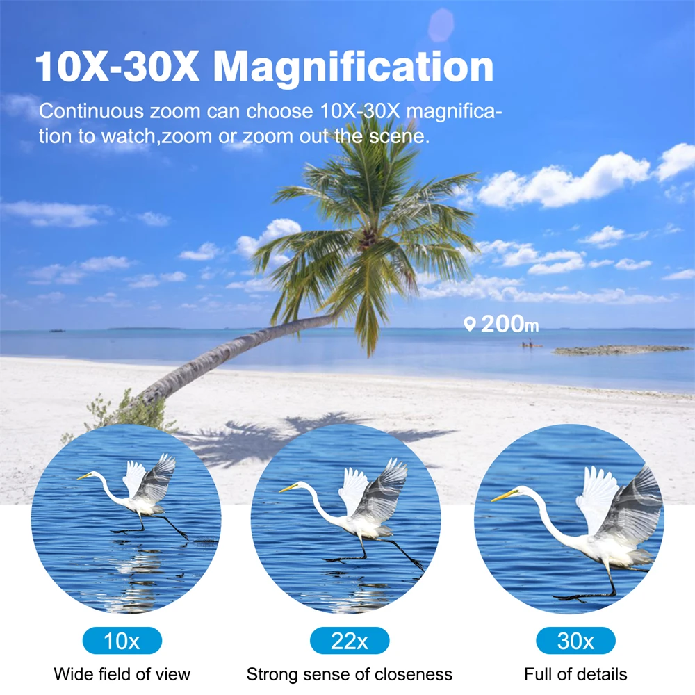 APEXEL 10-30X50 HD Binoculars Large View Optics Telescope Lens with Clear Low Light Vision Roof Binoculars for Travel Hunting