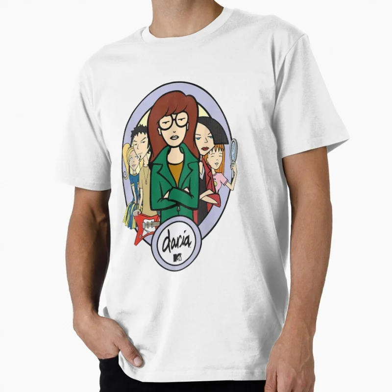 داريا 90s الحنين الكرتون ريترو مريض حزين العالم البرامج التلفزيونية هدية تي شيرت للرجل بلايز كبيرة الحجم S-6XL 100% القطن طباعة الملابس