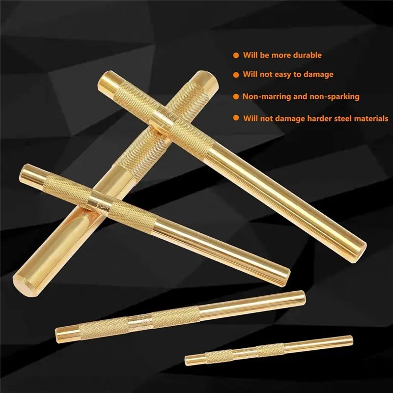 ABRE-Brass Drift Punch Tool Set 5 Piece With 1/4 Inch, 3/8 Inch, 1/2 Inch, 5/8 Inch, 3/4 Inch Brass Drift Punches view 2