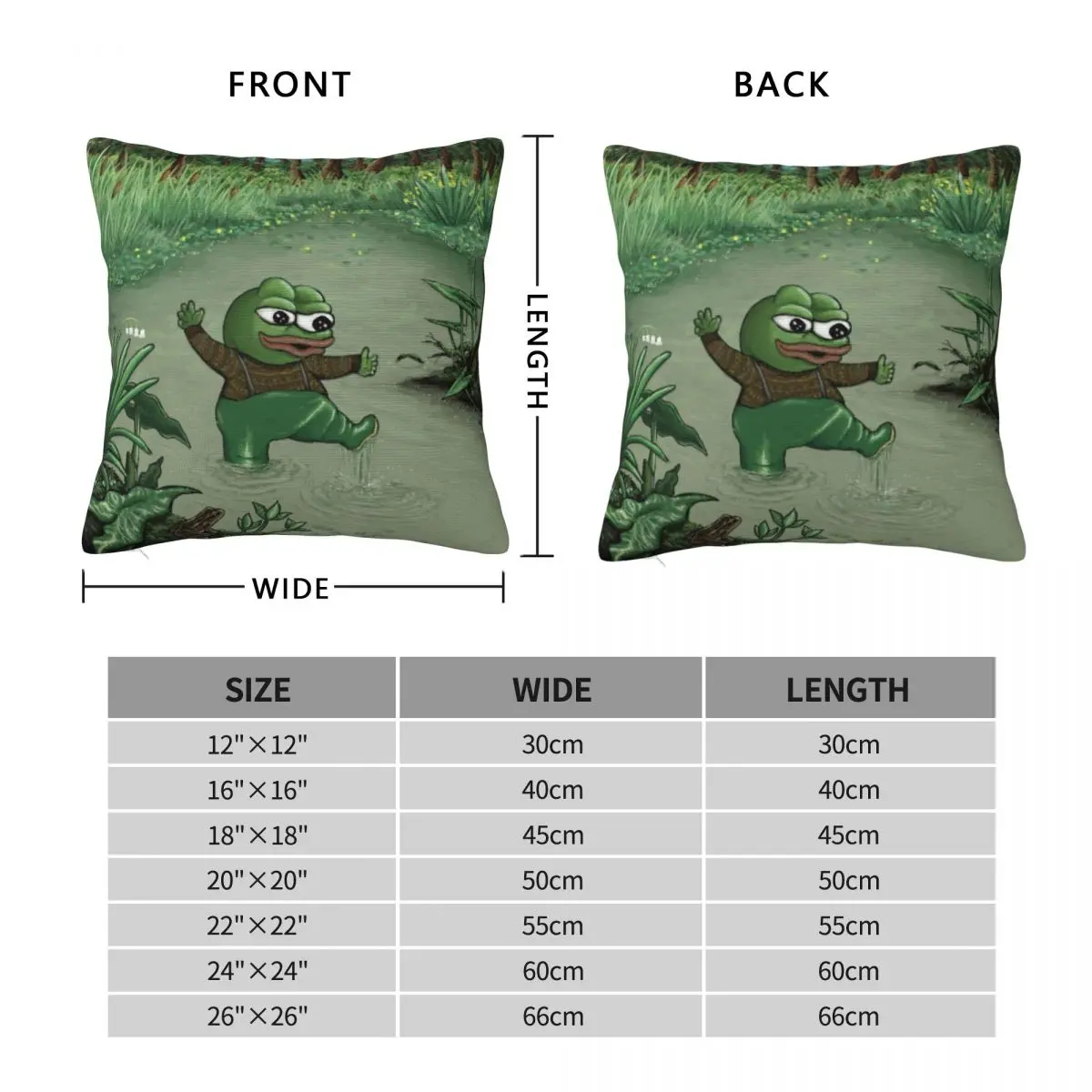 Happy Pepe The Frog Pillowcase Polyester Linen Velvet Creative Zip Decor Pillow Case Bed Cushion Cover