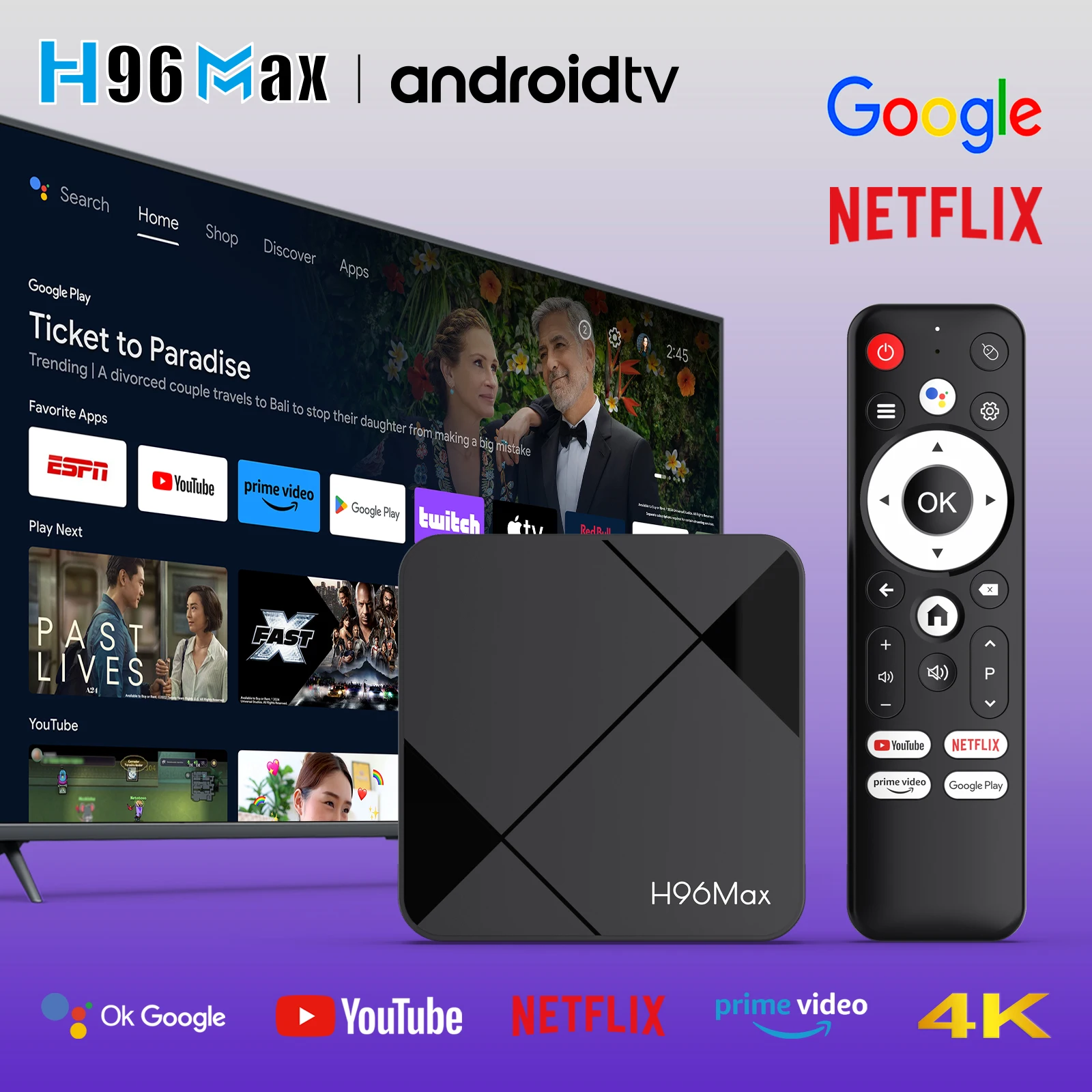 

H96Max RK3518 4K HD TV Box Quad Core ARM Cortex-A53 2GB RAM 8GB/16GB Storage Bluetooth 5.4 Support TV Boxes