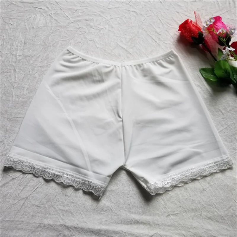 1pc Summer Underwear Shorts Sexy Silk Ice Pants White/Black/Nude Women Safety Short Pants Gifts For Women 80-110 Kg