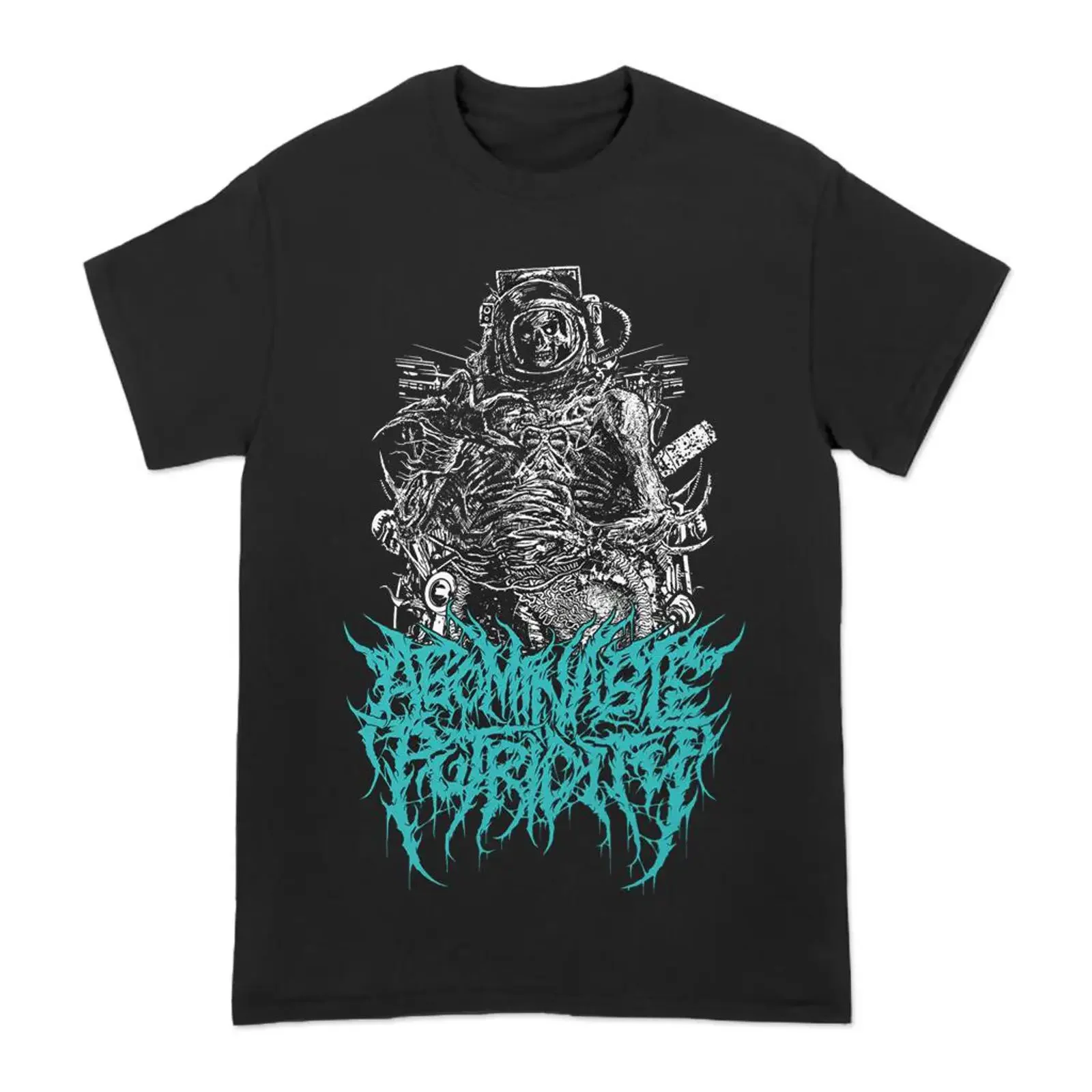 Abominable Putridity Rotted In Space Brutal Death Metal Band T Shirt Skeleton Astronaut  vintage Washed Slightly Stylish Casual