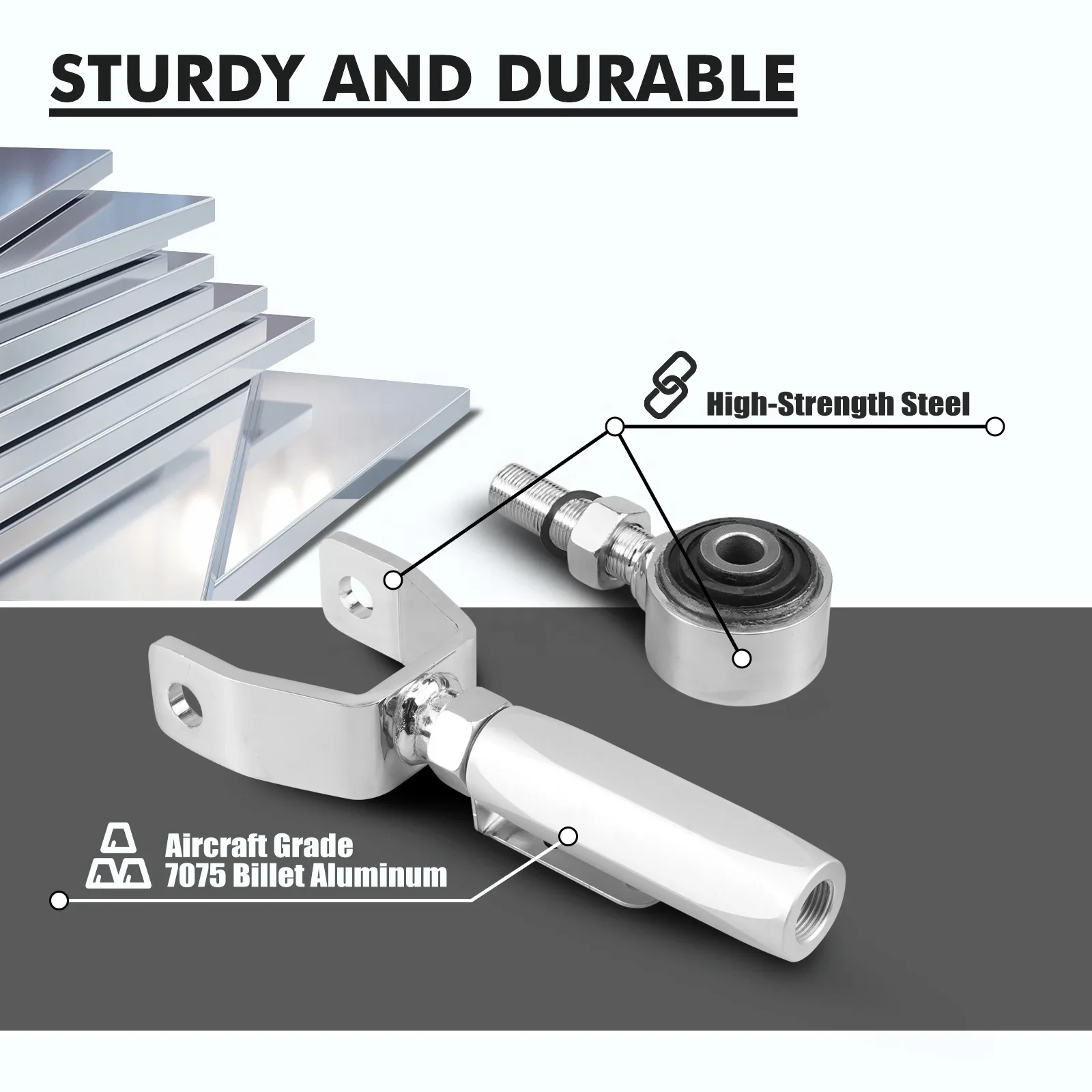 BEVINSEE Set di bracci di controllo camber posteriore superiore in alluminio per Tesla Model 3 e Y RWD e AWD 2017 2018 2019-2023