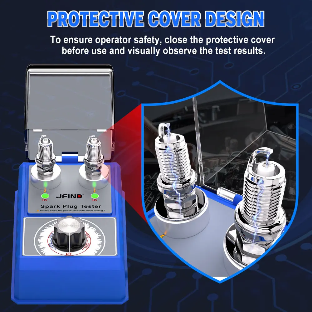 Car Spark Plug Tester 110V 220V Ignition System Tester Double Hole Spark Plug Analyzer Automoivo Scanner 0-6000rpm Detector Tool