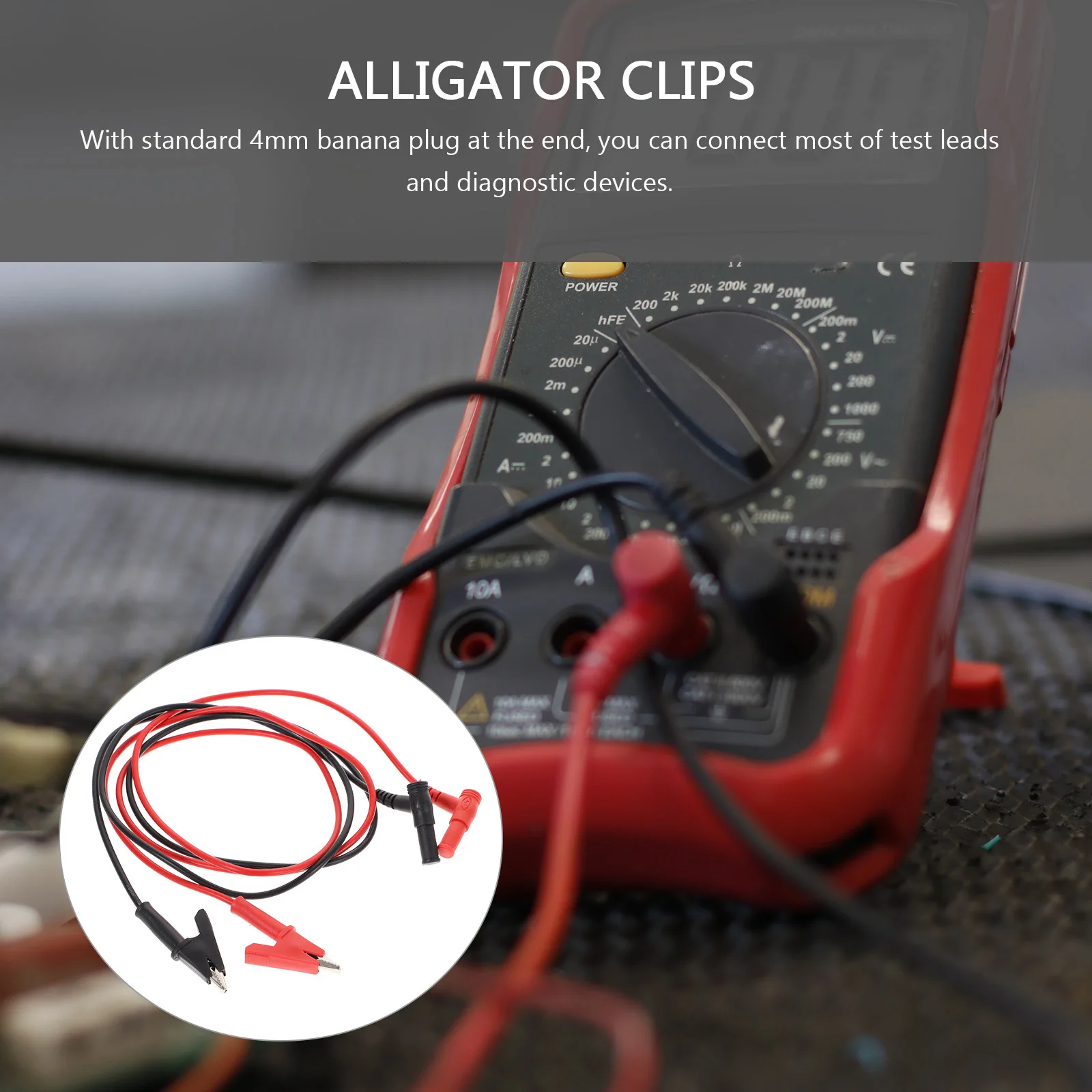 

1Pair Multimeter Alligator Clips Testing Leads Copper Rubber Insulated Multimeter Probes for Auto Electrical Maintenance