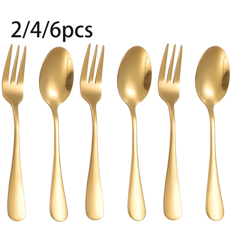 2/4/6pcs1010 stainless steel No.4 spoon fork is simple and beautiful, which is indispensable for restaurants and hotels.