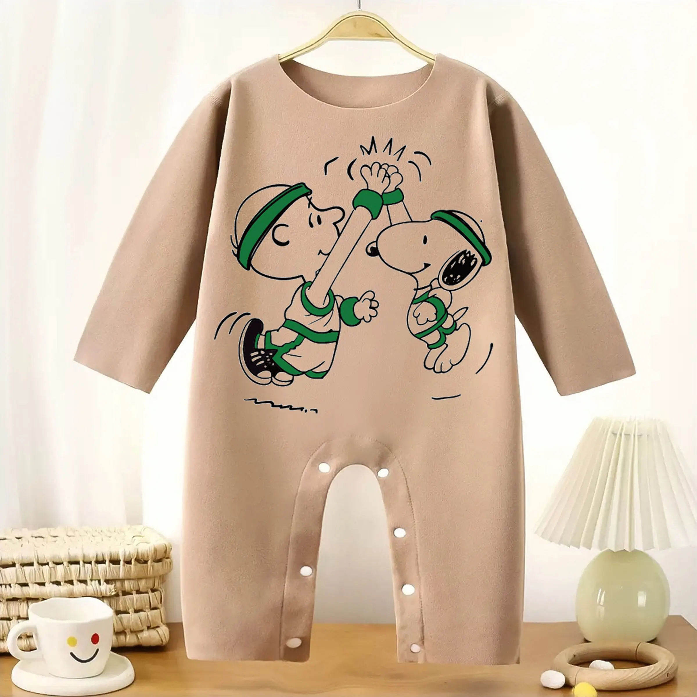 Give Me Five SNOOPY Langarm-Baby-Body mit Basis, warm halten, Einteiler für Körpergröße 60–90 cm, bequemer Overall