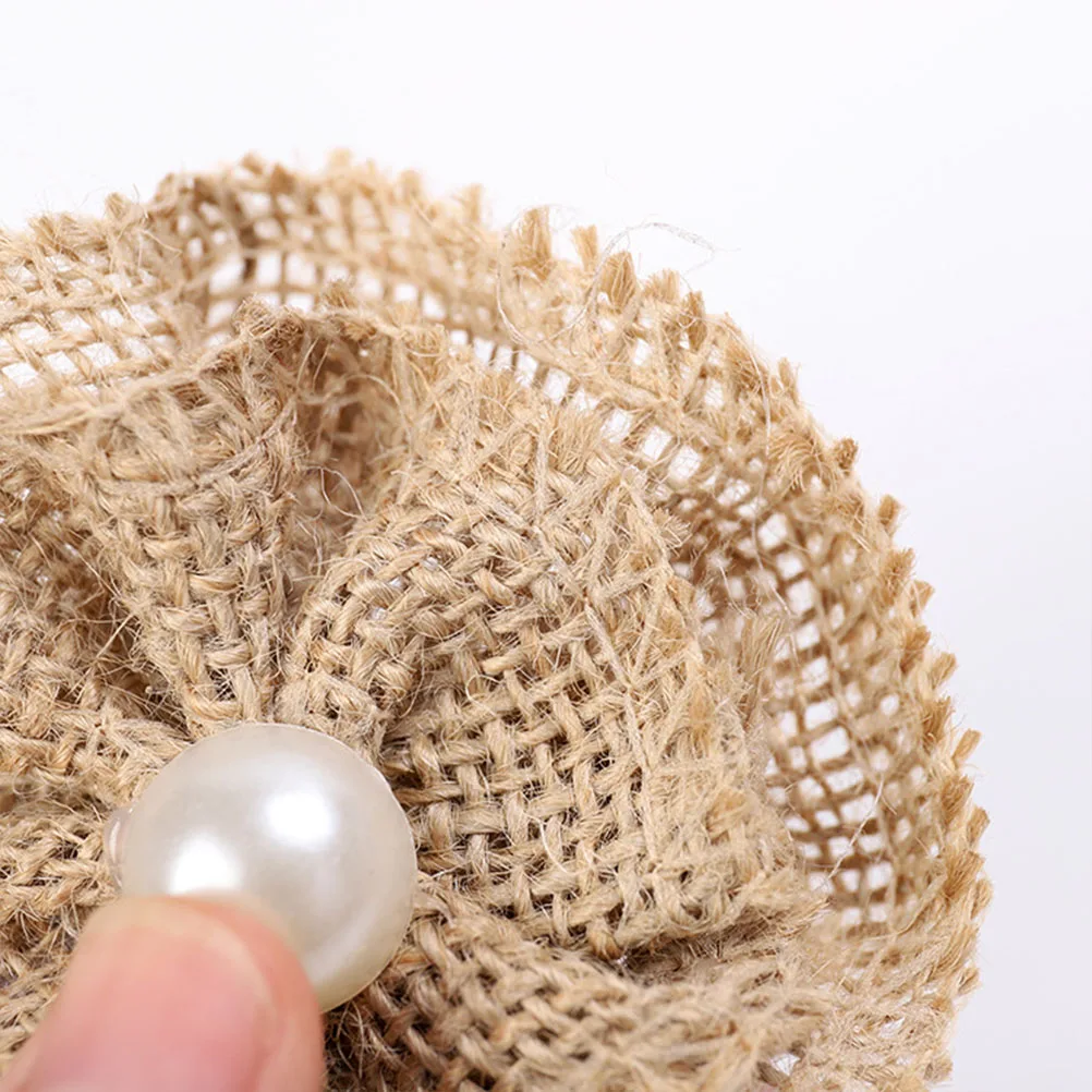 

12pcs Jute Flower Decor Accessory Stylish Sophisticated Practical Wedding Party Favors DIY Clothes Crafts Elastic B