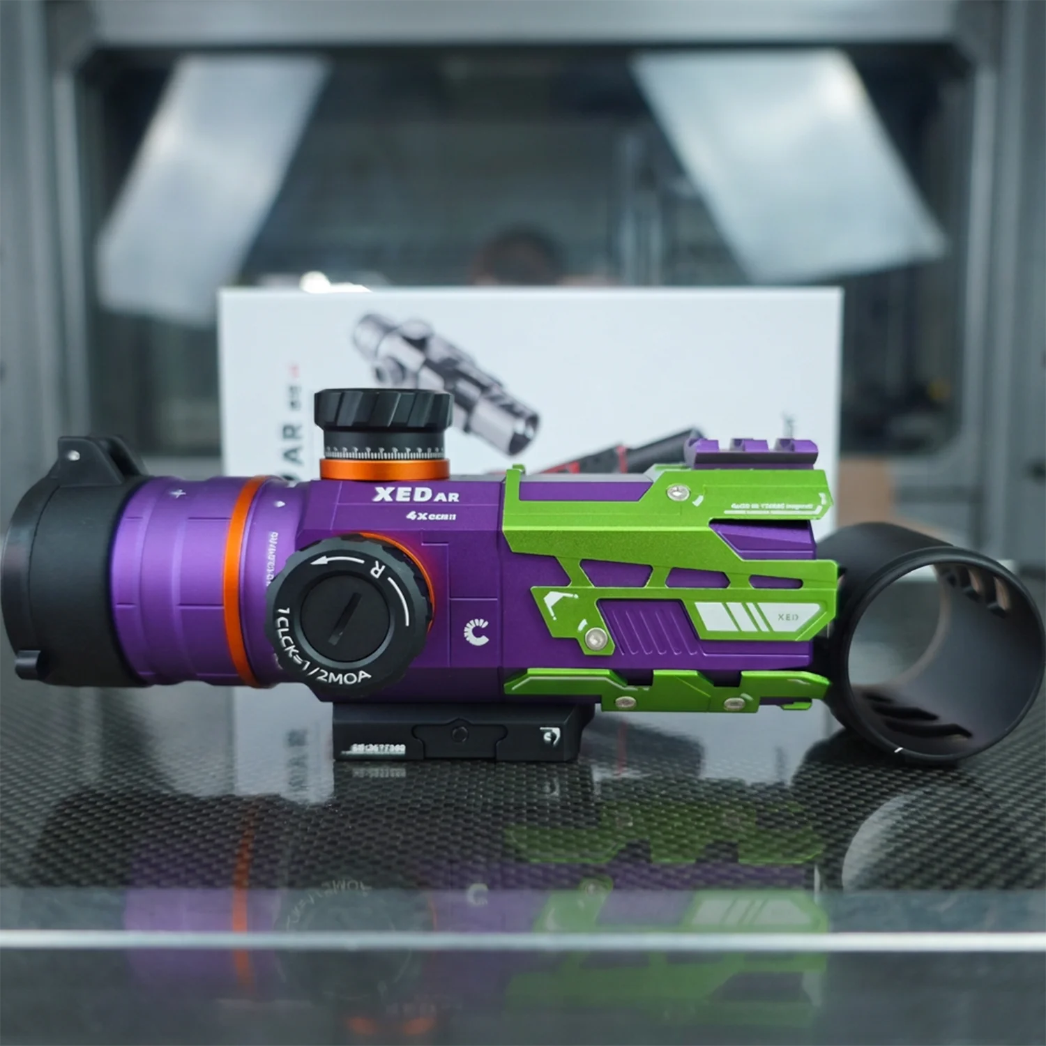 SWAMPDEER Titan V4 Short Quick-Sighting 4X Hunting Scope HD Waterproof Cross Optical with 20mm Wide Clamp Purple And Green