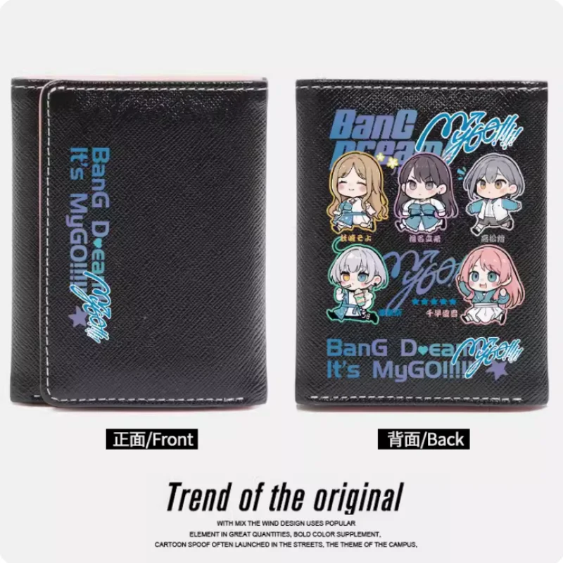 BanG Dream!It'sMyGO Anime PU Purse  Fashion Wallets Purse Card Coin Hasp Money Bag Cosplay Gift B1301