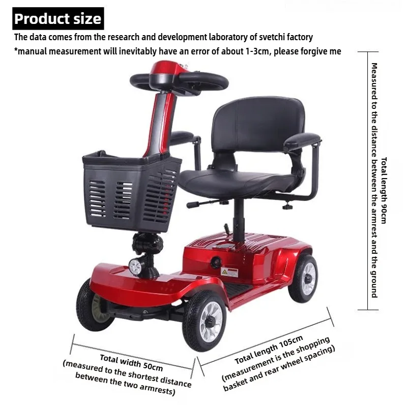 Portable Foldable Disabled Commuting Electric Scooter Adult Mobility Scooter 4Wheel Elderly with Armrests Leisure Senior Scooter