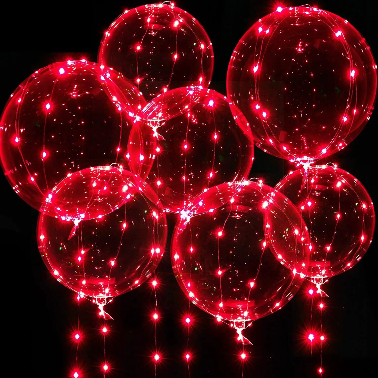 Palloncini trasparenti luminosi a 7 LED per matrimoni, compleanni, addio al celibato (batteria non inclusa) San Valentino, anniversario