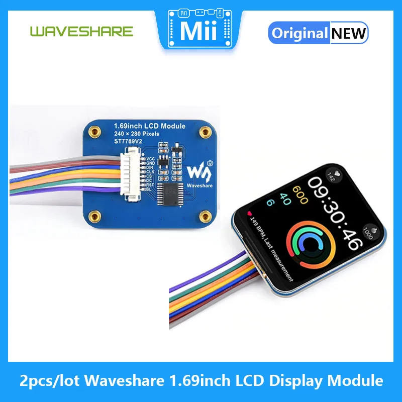 Waveshare-Módulo de Display LCD para Raspberry Pi, Interface SPI, IPS, Resolução 240 × 280, 1.69in, 2 PCs/Lot