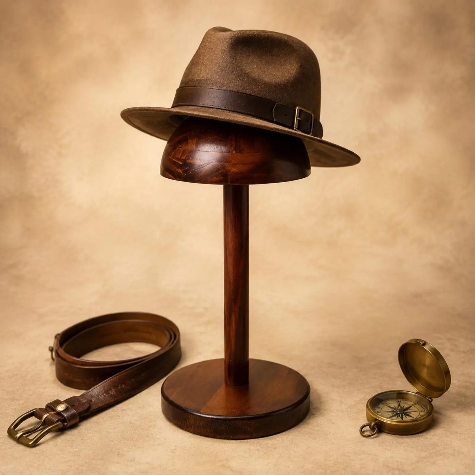 Vintage Hat Display Stand Stable Base Detachable Wooden Hat Rack Rustic Wood Cap Stand Easy to Assemble