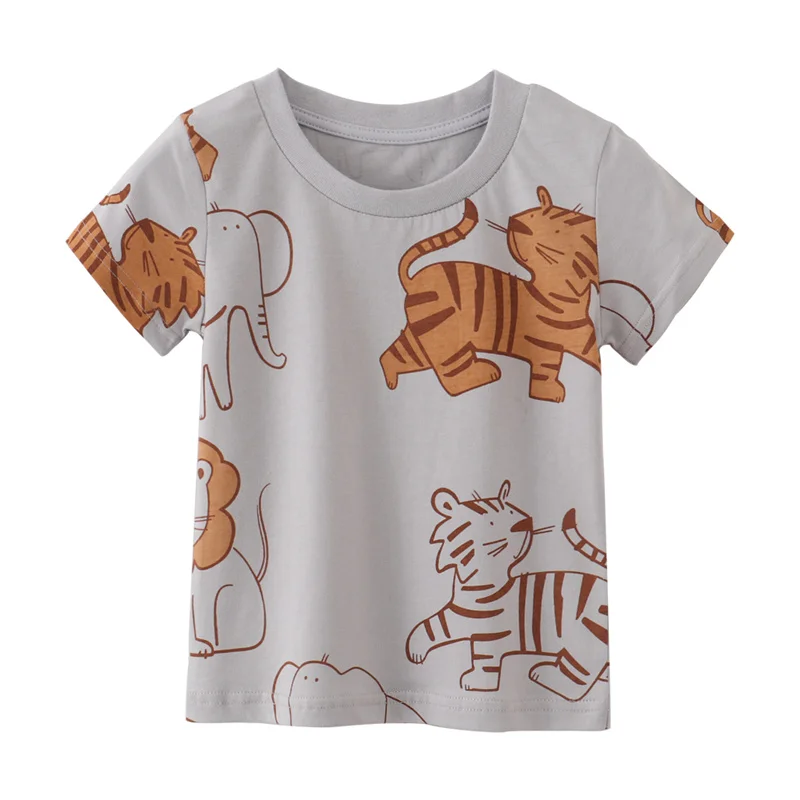 Baby Girls Summer T-Shirts Short Sleeve Tiger Print Kids Animal Tops Toddler Children's Clothing