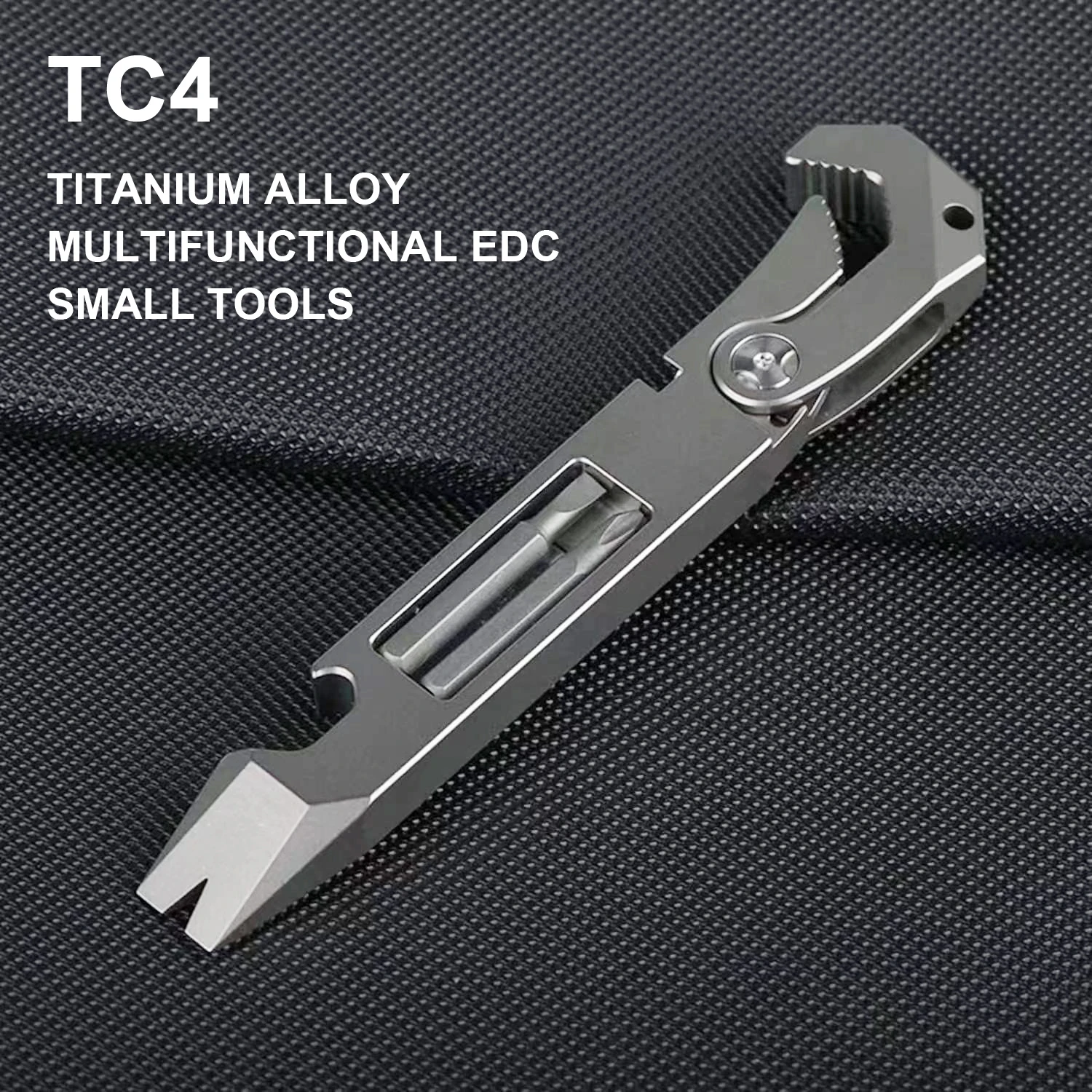 TC4 Titanium Alloy Adjustable Wrench, Screwdriver, Bottle Opener, Portable Multi-Functional Edc Tool For Camping,A1351