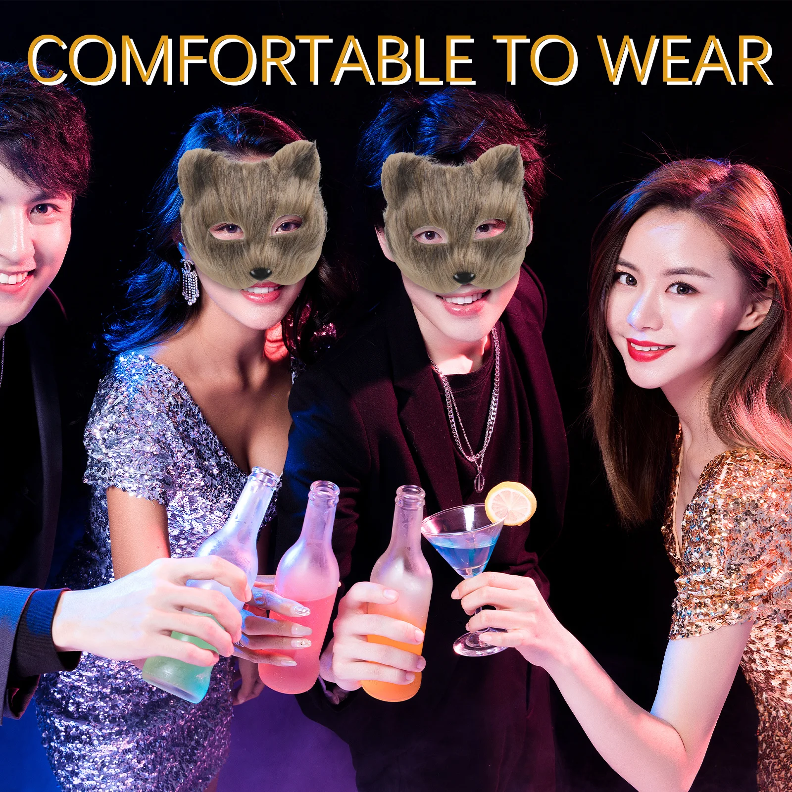 Vestido elegante de media cara, máscara de Animal, accesorio de disfraz de Cosplay para Halloween, Carnaval, mascarada, ligero y cómodo para Halloween