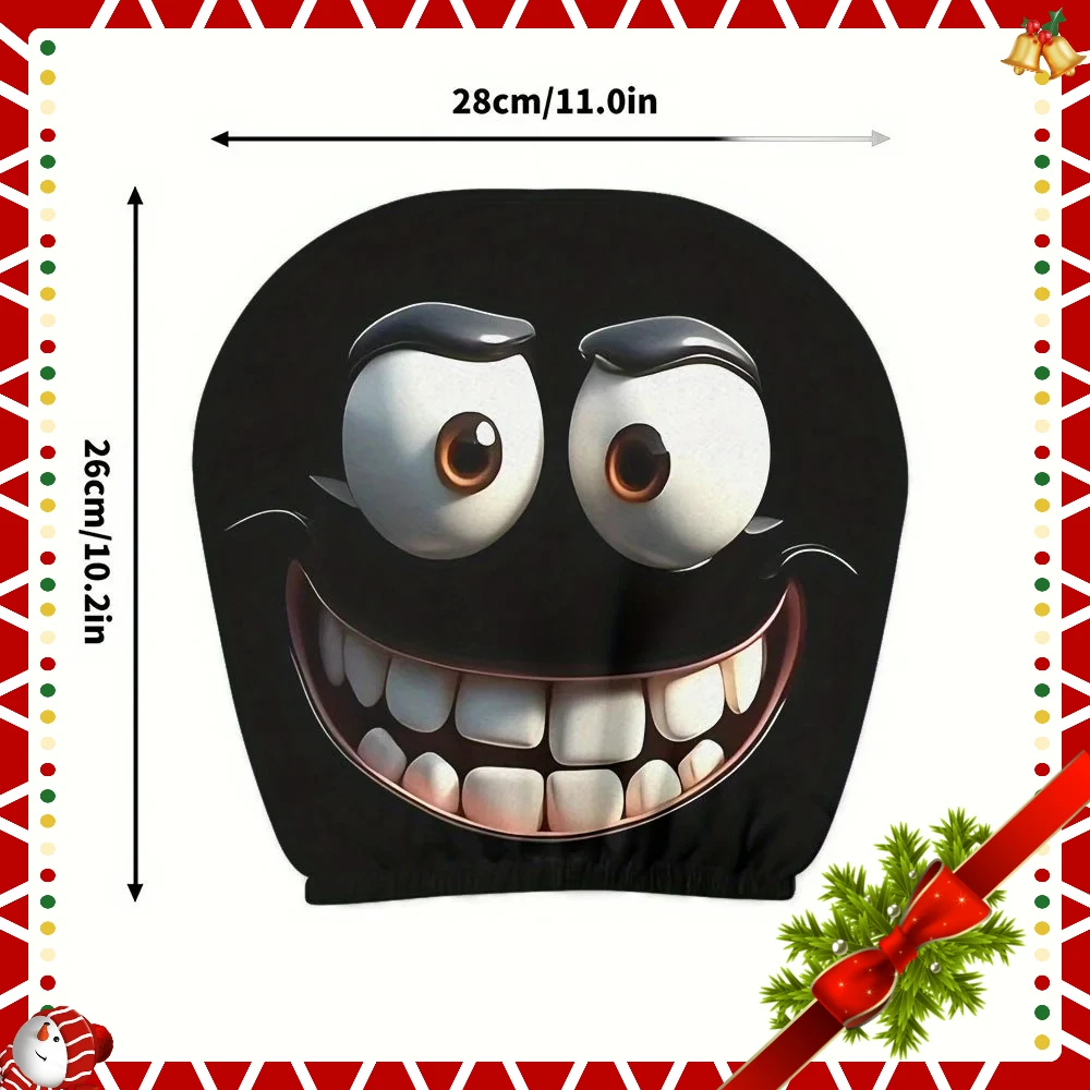 

2pcs Smiley Face Printed Car Pillowcase Soft Comfortable Decorative Cushion Cover Auto Seat Headrest Washable Polyester Fabric