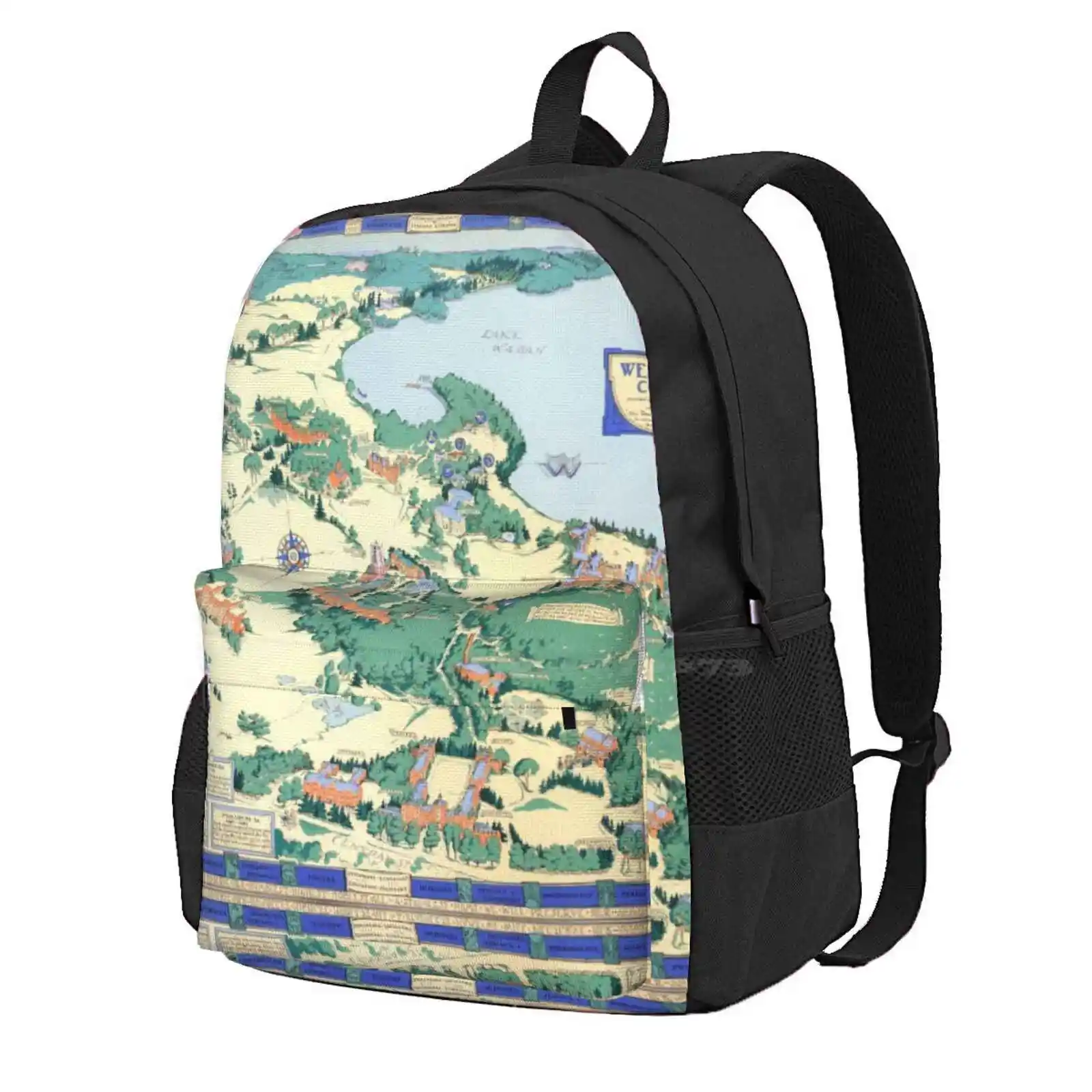 Wellesley College Map Massachusetts Dorm Decor Graduate Hot Sale Schoolbag Backpack Fashion Bags Wellesley College