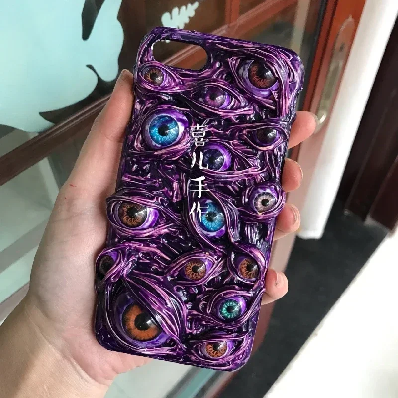 4020 Original Handmade Customized Phone Cases 3D Purple Cthulhu Eyes Horror Gothic Punk Dark Cthulhu Halloween Gift Phone Cases