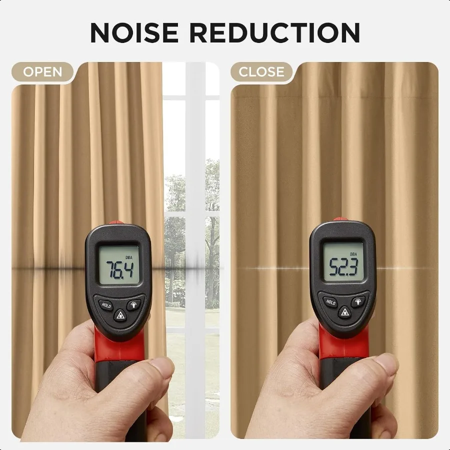 Linen Blackout Curtains for Bedroom 96 Inches Long Grommet Heavy Duty Living Room Drapes Thermal Insulated Noise Reduce Cancell