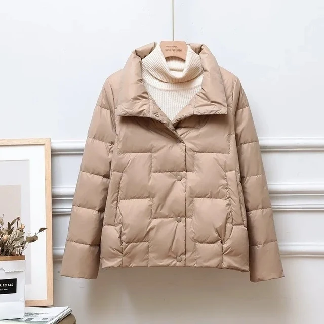 2023 autunno inverno piumino leggero da donna in cotone nuovo cappotto imbottito coreano femminile colletto alla coreana parka Ultra-leggero corto Ou