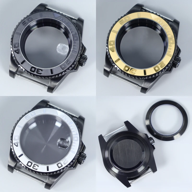 20ATM Dive Case 40mm Black For NH35 NH36 NH34 ETA 2824 PT5000 2824 8215 Steel Watch Case Sapphire Crystal Yacht Ceramic Bezel