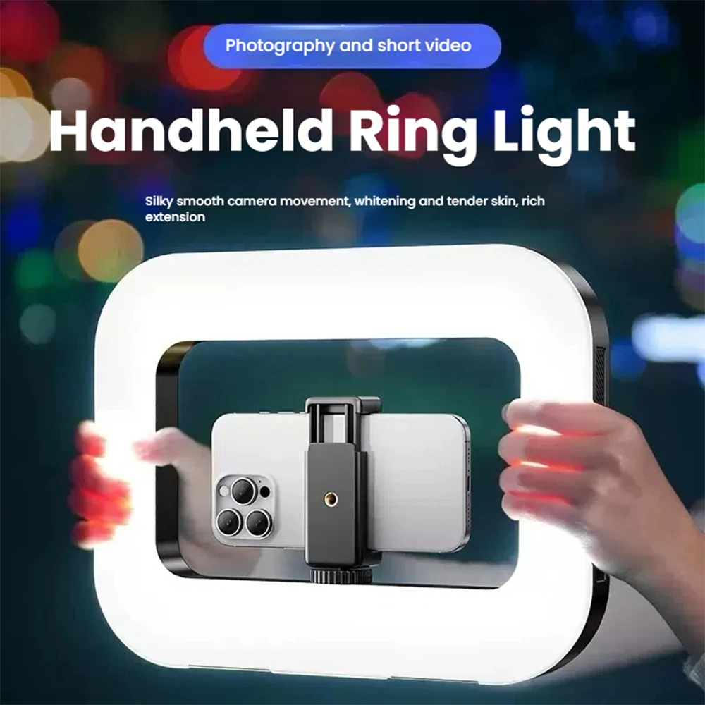 

Fill Light Selfie Live Broadcast Photography Light Three Color Dimming Rechargeable Handheld Ring LED Desktop Camera Lights Lamp