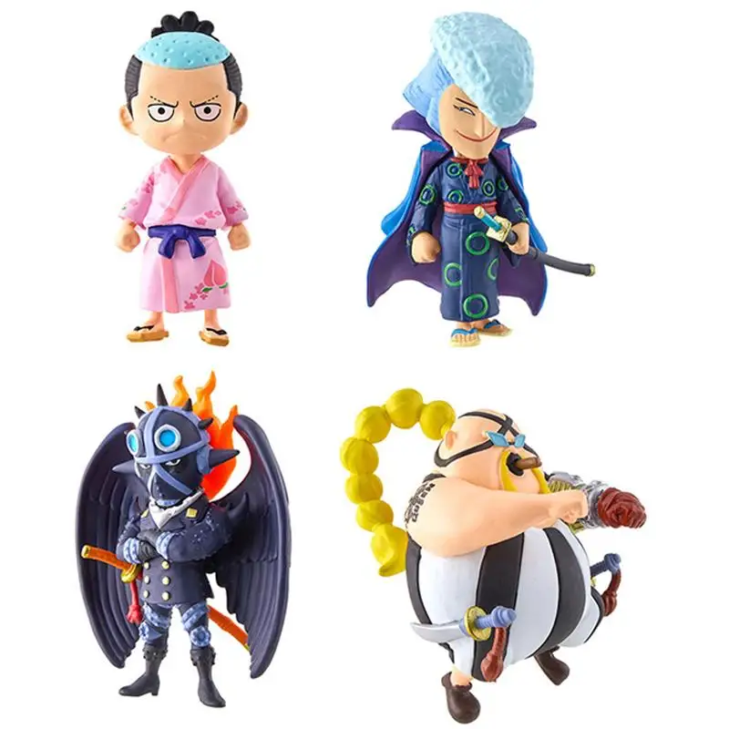 

4pcs/set Genuine Bandai ONE PIECE Demon Fruit 11 Queen Kozuki Momonosuke Denjiro KING Gashapon Action Figure Model Toys Gift